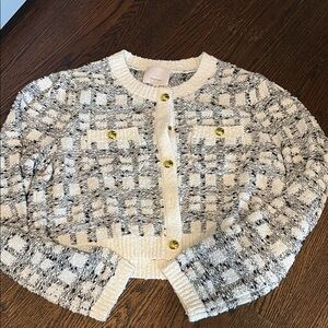 Cinq a sept Chic White and Gray Women's Sweater